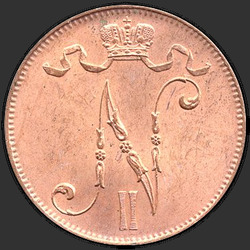 реверс 5 pennies 1905 "5 пенни 1896-1916 с вензелем Николая 2. Для Финляндии"