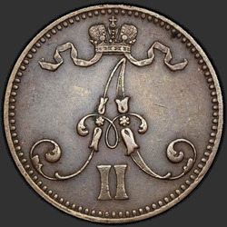 реверс 5 동전 1865 "5 페니 핀란드 1863에서 1875 사이"
