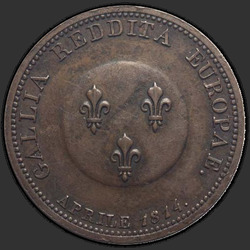 аверс 2 франка 1814 "2 франка 1814 (мідь)"