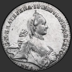 реверс 1 rubeľ 1762 "1 рубль 1762 года ММД-ДМ. "