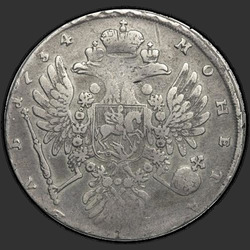 аверс 1 ruble 1734 "1 ruble 1734 "TYPE 1734". Big head. Crown shares inscription. Date left of the crown"