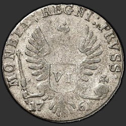 аверс 6 groszy 1761 "6 pennies in 1761. "REGNI. PRVSS""