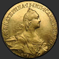 реверс 10 rubľov 1766 "10 rubľov 1766 SPB. portrét širšie"