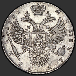 аверс 1 rublis 1731 "1 rublis 1731. Su sage ant jo krūtinės. Kryžiaus Maitinimo raštuotas"