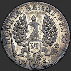 аверс 6 groszy 1761 "6 centavos en 1761. "RENI. PRUSS""
