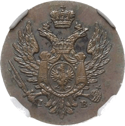 аверс 1 grosze 1819 "1 грош 1819 года IB. "