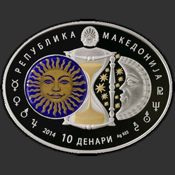 аверс 10 denari 2014 "Богиня денег Ауреус Moneta "