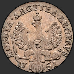 аверс 3 grosze 1761 "3 penny 1761. "MONETA: ARGNTEA ...""