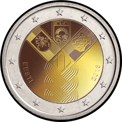 аверс 2€ 2018 "100th Anniversary of the Independence of the Baltic States"