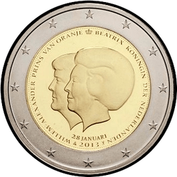 аверс 2€ 2013 "The announcement of Queen Beatrix about the transfer of the throne to Crown Prince Willem-Alexander"