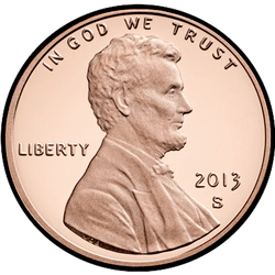 аверс 1¢ (penny) 2013 "USA  -  1セント/ 2013  -  P"