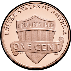 реверс 1¢ (penny) 2015 "USA - 1 Cent / 2015 - Lincoln Cents, Bicentennial and Shield Reverse 2015 / P"