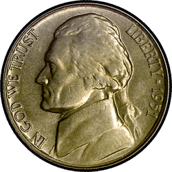 аверс 5¢ (nickel) 1951 ""