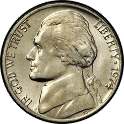 аверс 5¢ (nickel) 1974 ""
