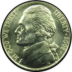аверс 5¢ (никель) 2002 "США - 5 Cents / 2002 - S PROOF"