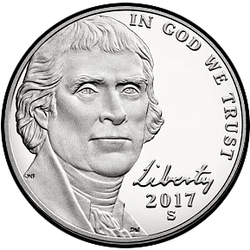 аверс 5¢ (nickel) 2017 "S"