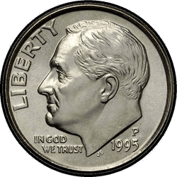 аверс 10¢ (dime) 1995 "USA - Dime / 1995 - stříbrná"