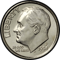 аверс 10¢ (dime) 1994 "USA - Dime / 1994 - stříbrná"
