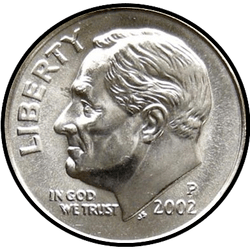 аверс 10¢ (dime) 2002 "USA - Dime / 2002 - stříbrná"