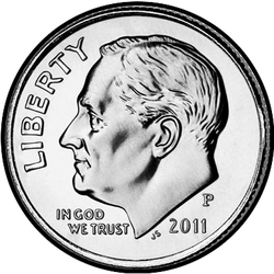 аверс 10¢ (дайм) 2011 "США - Dime / 2011 - срібло"