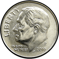 аверс 10¢ (dime) 2010 "संयुक्त राज्य अमरीका - Dime / 2010 - चांदी"
