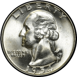 аверс 25¢ (quarter) 1954 ""