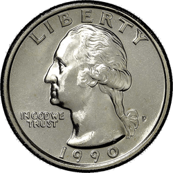 аверс 25¢ (quarter) 1990 ""