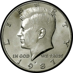 аверс 50¢ (half) 1987 "الولايات المتحدة الأمريكية - 50 سنتا (نصف الدولار) / 1987 - S إثبات"