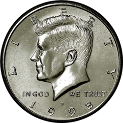 аверс 50¢ (half) 1998 "الولايات المتحدة الأمريكية - 50 سنتا (نصف الدولار) / 1998 - S إثبات"