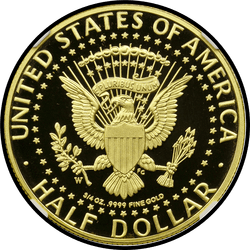 реверс 50¢ (халф) 2014 "США - 50 центів (півдолара) / 1964 - { "_": "Gold 2014"}"