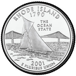 реверс 25¢ (quarter) 2001 "Rhode Island სახელმწიფო Quarter / D"