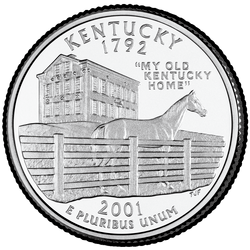 реверс 25¢ (quarter) 2001 "Quarto do estado de Kentucky / P"