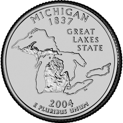 реверс 25¢ (quarter) 2004 "मिशिगन राज्य क्वार्टर / डी"