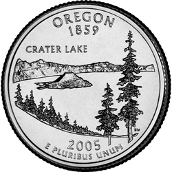 реверс 25¢ (quarter) 2005 "Cuarto del estado de Oregon / D"