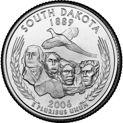 реверс 25¢ (quarter) 2006 "Quarto Stato del Sud Dakota / D"