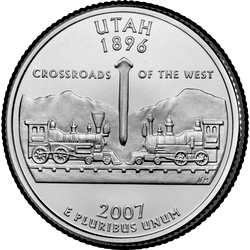реверс 25¢ (quarter) 2007 "Quarto Utah State / D"