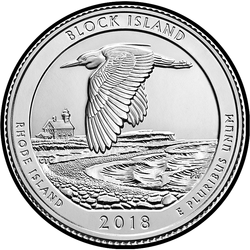 реверс 25¢ (квотер) 2018 "Убежище дикой природы острова Блок"