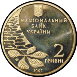 аверс 2 hryvnias 2007 "2 hryvnia 100 años desde el nacimiento de Oleg Olzhich"