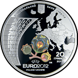 аверс 20 hryvnias 2011 "20 hryvnia Final tournament of the European Football Championship 2012"