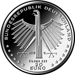 аверс 20 евро 2016 "125 лет со дня рождения Отто Дикса"