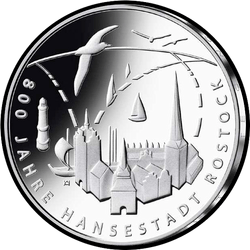 реверс 20€ 2018 "800 years to the Hanseatic city of Rostock"