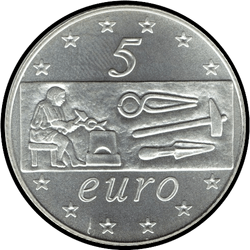 аверс 5€ 2003 "Праца ў Еўропе"