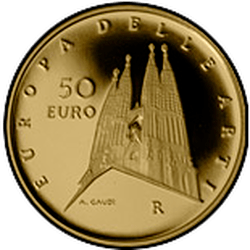 аверс 50€ 2009 "Europa delle arti - Antoni Gaudi - Spagna"