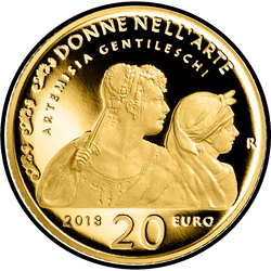 аверс 20€. 2018 "Artemisia Gentileschi"