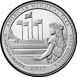 реверс 25¢ (квотер) 2019 "Мемарыяльны парк American"