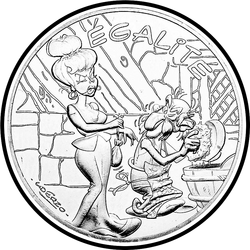 аверс 10€ 2015 "Asterix y Obelix - IGUALDAD, Platos"