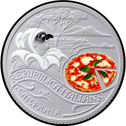 аверс 5€ 2020 "Italská kultura jídla a vína - pizza a mozzarella"