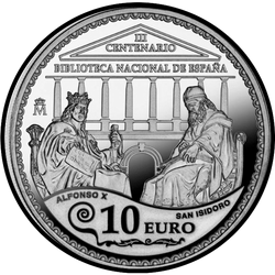 реверс 10€ 2012 "300-річчя Національної бібліотеки Іспанії"