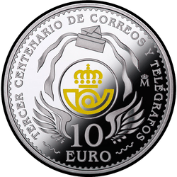 реверс 10 евро 2016 "300-летие испанского почтового отделения"