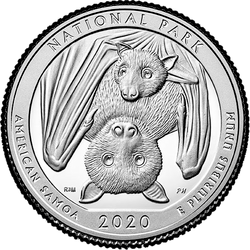реверс 25¢ (квотер) 2020 "Нацыянальны парк Амерыканскага Самоа"